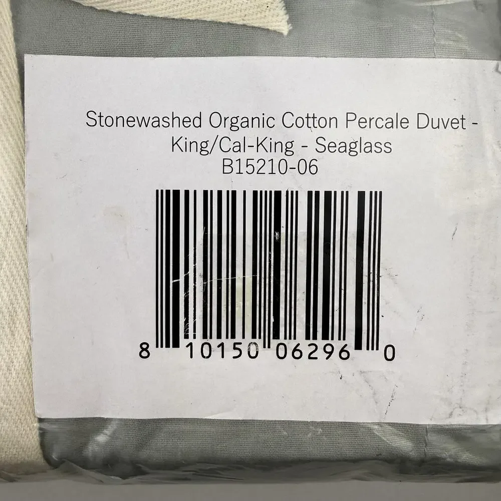 The Citizenry Stonewashed Organic Percale Duvet Cover King/Cal King Seaglass NEW